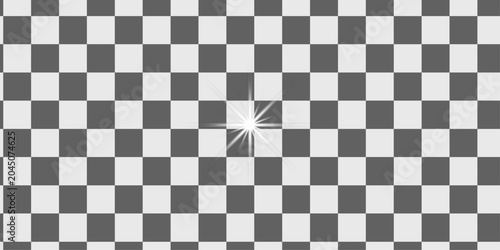Seamless black and white checkered tile square pattern. Wallpaper, Print. Vector illustration. Dramatic light effect sparkling lens flare with circular glow for visual enhancement. 
