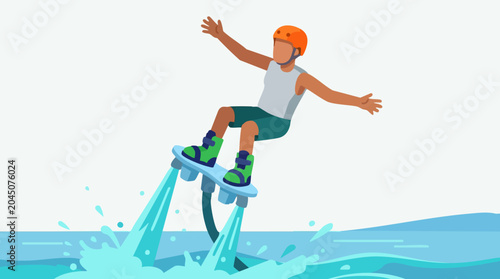 Fotografie Man on a flyboard enjoying an exciting water sport activity in summer