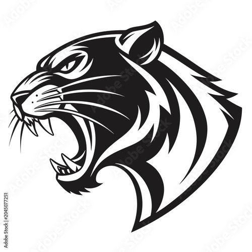 Aggressive panther head mascot logo graphic with predator aggressive illustration ferocious strength wildlife
