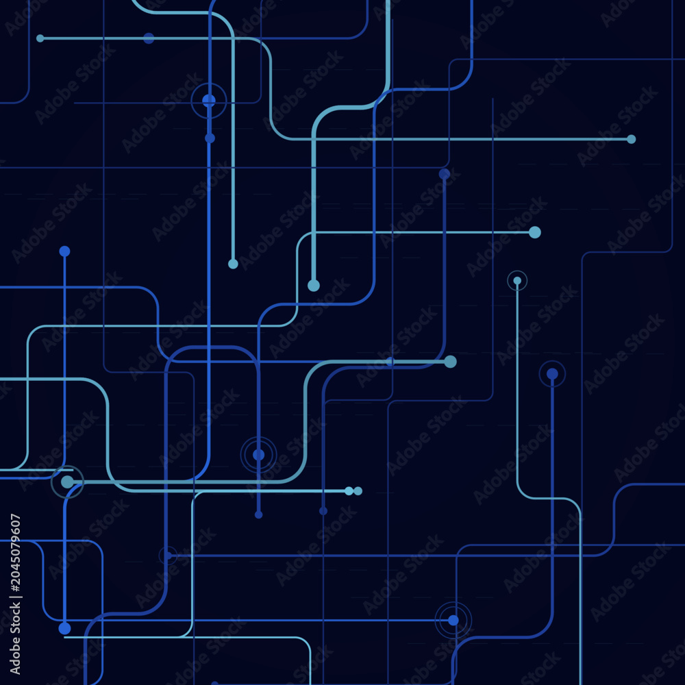 Naklejka premium Contemporary Circuit Line Dots Vector Background