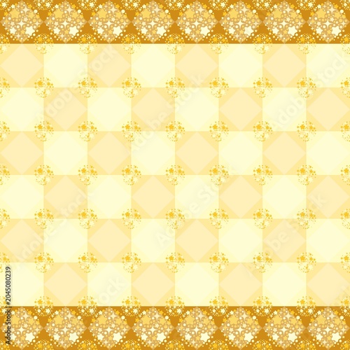 Yellow stars checkerboard seamless pattern background.