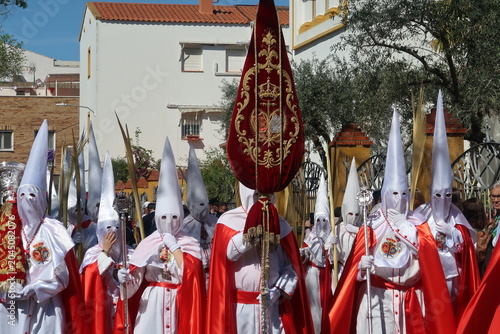 Photos Nazarenes during the procession of Holy Week (Semana Santa) in Badajoz, Extremad