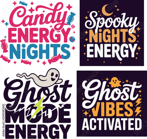 Halloween T-Shirt Design Set Spooky Halloween Quote Bundle