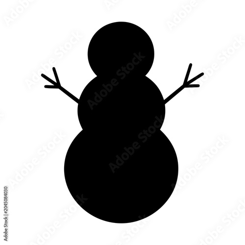 Black snowman silhouette isolated on transparent background, perfect for winter holiday decorations, Christmas greeting cards, vinyl decals, and laser engraving
