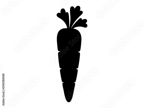 Black carrot silhouette isolated on transparent background, perfect for organic food branding, vegetarian menu designs, vinyl decals, and laser engraving