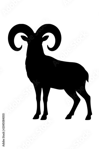 Black ram silhouette isolated on transparent background, perfect for aries zodiac designs, masculine branding logos, vinyl decals, and laser engraving