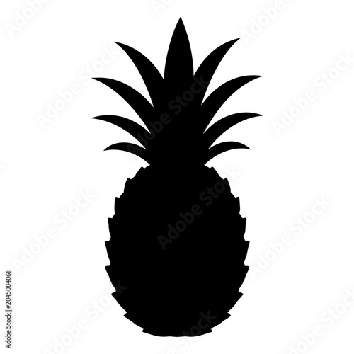 Black pineapple silhouette isolated on transparent background, perfect for summer beach branding, textile prints, vinyl decals, and laser engraving