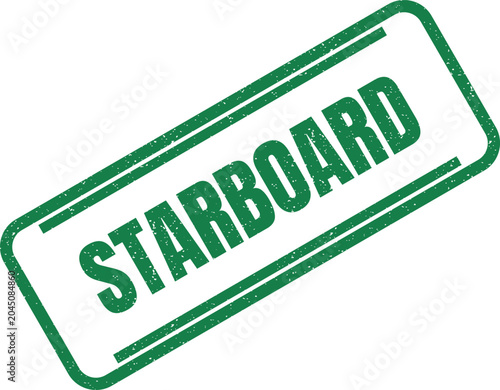 Bilde på lerret Green rubber stamp impression with the word starboard inside a rectangular borde