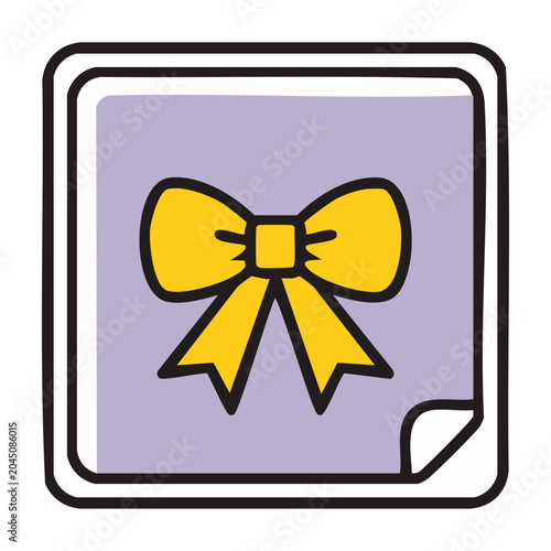 Yellow bow sticker icon