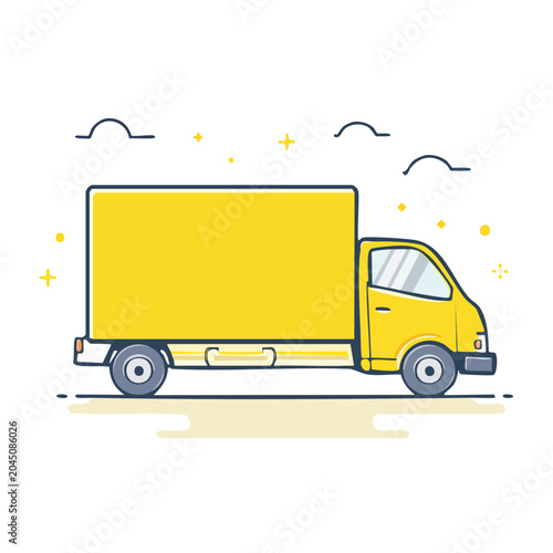 Yellow delivery truck illustration