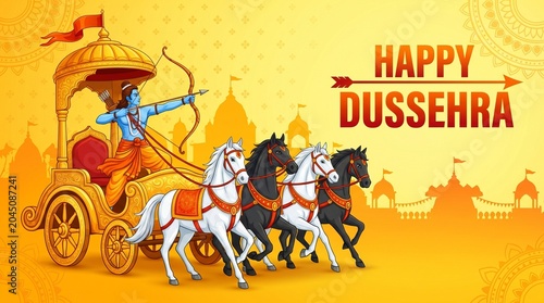 Happy Dussehra background showing festival of India