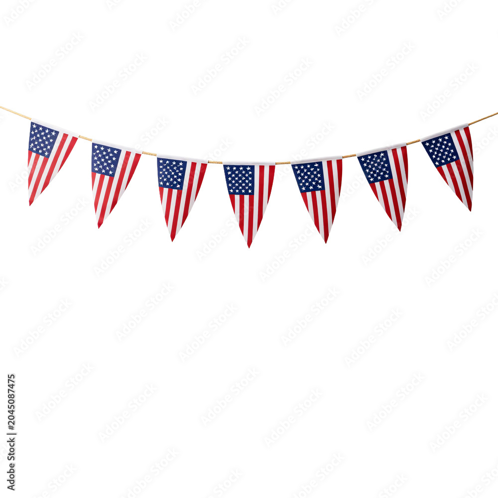 Obraz premium Patriotic bunting with american flags hangs on string decoration for a festive celebration