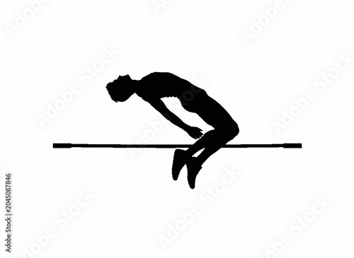 Photos High Jump Silhouette: A dynamic silhouette captures an athlete mid-air, gracefully clearing a high jump bar in a powerful display of athleticism and determination