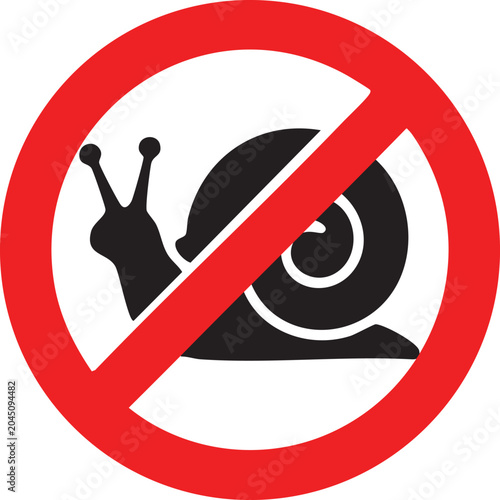 Konstfotografi No snail sign a minimalist vector illustration of a snail silhouette within a re