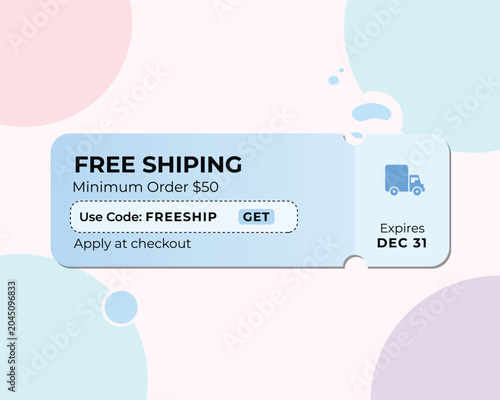 Free shipping offer banner on minimalist pastel background with deadline countdown