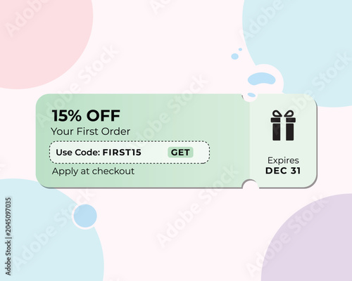 Sale discount banner with festive holiday promotion and countdown timer on light background