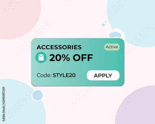 Discount label with 20 percent off on colorful background