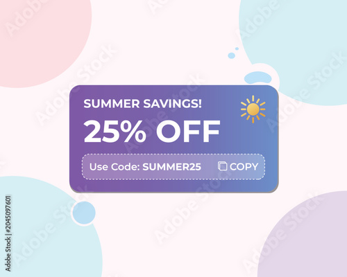 Discount badge with summer savings offer on colorful background