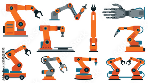Cuadro en lienzo Industrial robotic arms set for automated manufacturing.