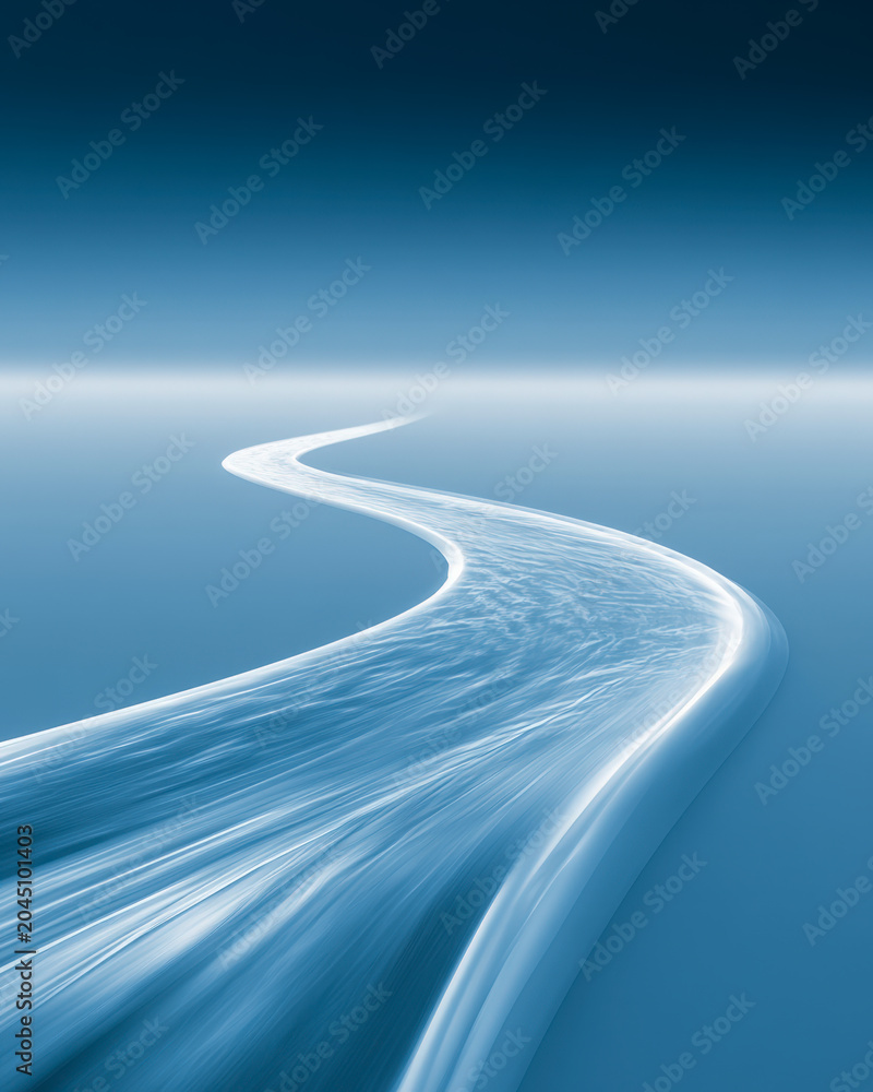 Obraz premium Blue Glowing Road to Horizon for Future Technology and Business Journey