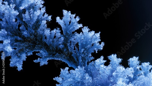 Abstract blue icy branches against a dark background