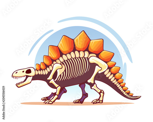 Foto Artistic dinosaur skeleton fossil reconstruction illustration featuring a detail