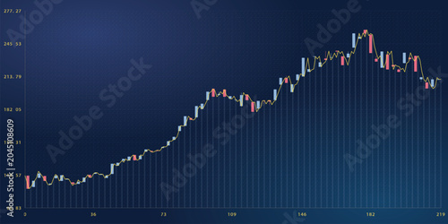 Abstract financial stock market graph with data trends and digital indicators vector illustration