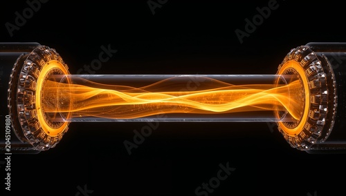 Cutaway Pipeline System With Volumetric Energy Flow And High Speed Light Compression Trails