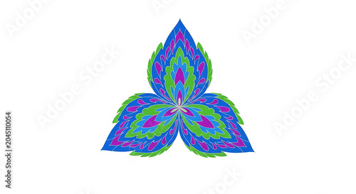 Vibrant, multicolored, symmetrical, abstract, floral