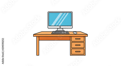 Wooden desk with laptop, smartphone, and stack of books, flat lay screen