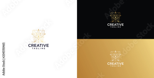 Canvastavla Modern abstract golden emblem with intricate linear details, ideal for elegant b