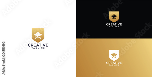 Photos Luxurious golden shield and star emblem vector illustration, symbolizing premium