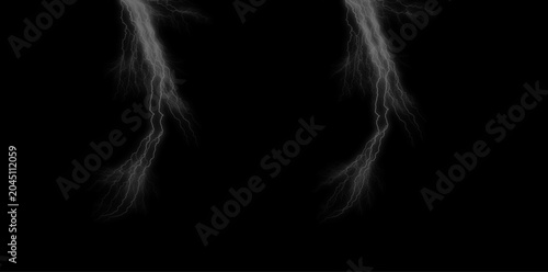 Obraz na płótnie Lightning bolts on black background, abstract electric storm