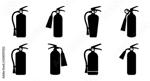 Canvastavla Fire Extinguisher Icons Set, Safety Equipment Vector Graphics, Emergency Respons