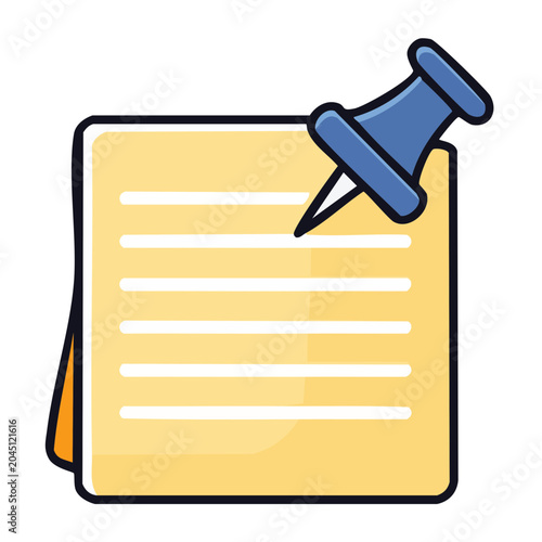 Yellow sticky note with blue pushpin