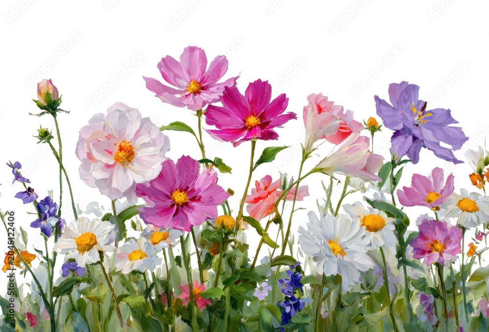 Obraz premium PNG Vibrant floral watercolor illustration