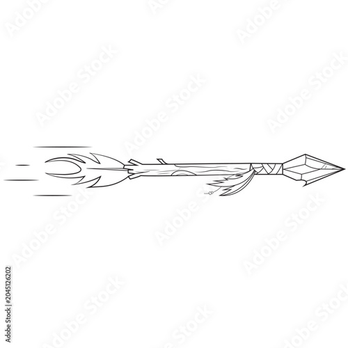 Foto Flexa indigena Lineart preto e branco - Indigenous Arrow Lineart black and white