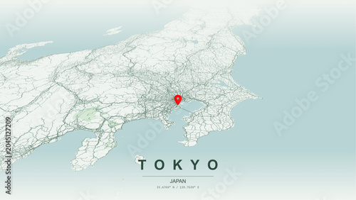 Tablou pe pânză Modern minimalist vector map of Tokyo, Japan