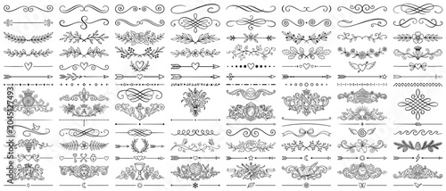 Photos Calligraphic Divider Vector Mega Bundle Floral Swirl Ornamental Text Separators