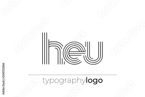HEU modern geometric typography logo