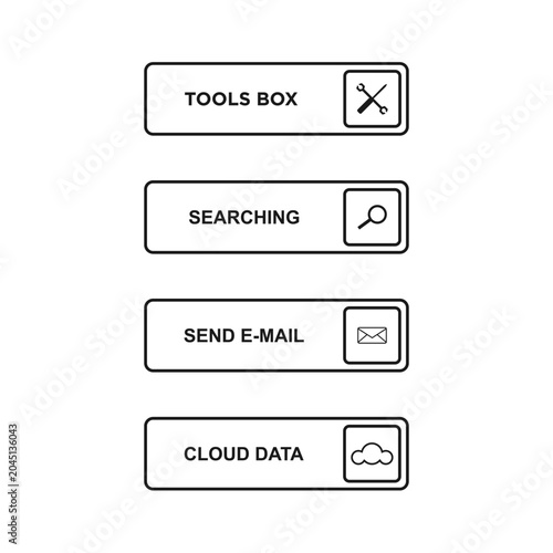 Minimal Line Button Elements Set with Interface Action Icons Collection