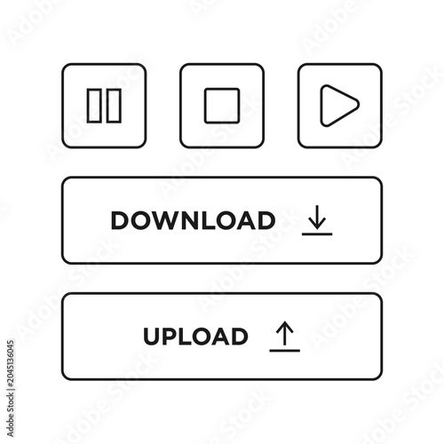 Minimal Media Control and Interface Button Elements Set