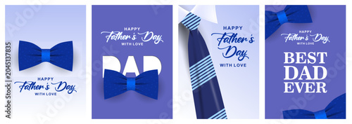 Set of 4 Father's Day greeting cards in modern style. Vector illustration for cover, poster, banner, flyer and social media.