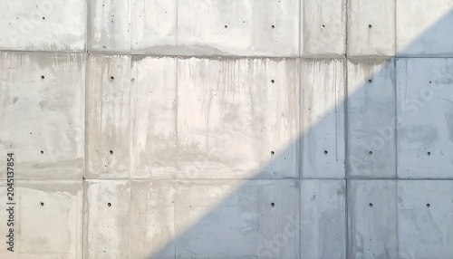 Minimalist Concrete Wall Covered by Diagonal Shadow in Urban Exterior
