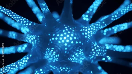 Neuron Glowing Blue.