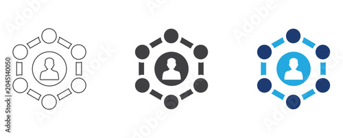 Schilderij op canvas Business Connectivity Icon with People and Network Symbolizing Corporate Connection, Professional Network and Team Integration
