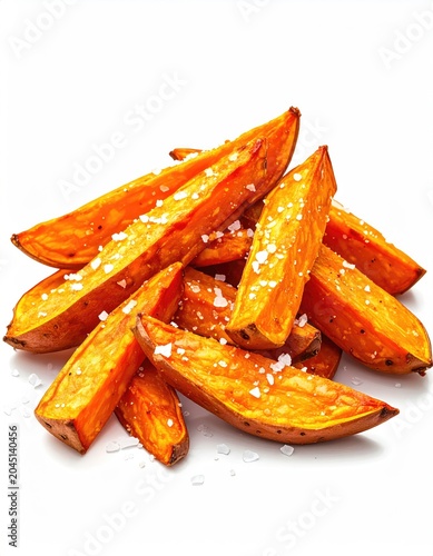Golden, crisp sweet potato wedges sprinkled with flaky sea salt