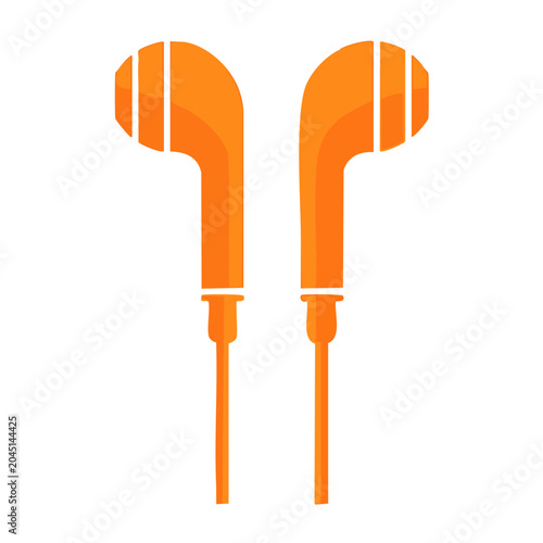 Orange earbuds icon on white background