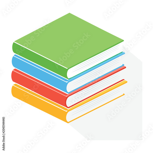 Stack of colorful books in flat design isometric style