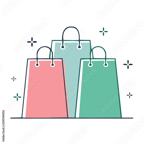 Three colorful shopping bags with sparkles